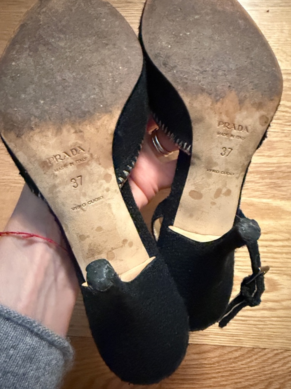 Prada Black Pointed-Toe Slingback Flats with Floral Crochet - Picture 4 of 6